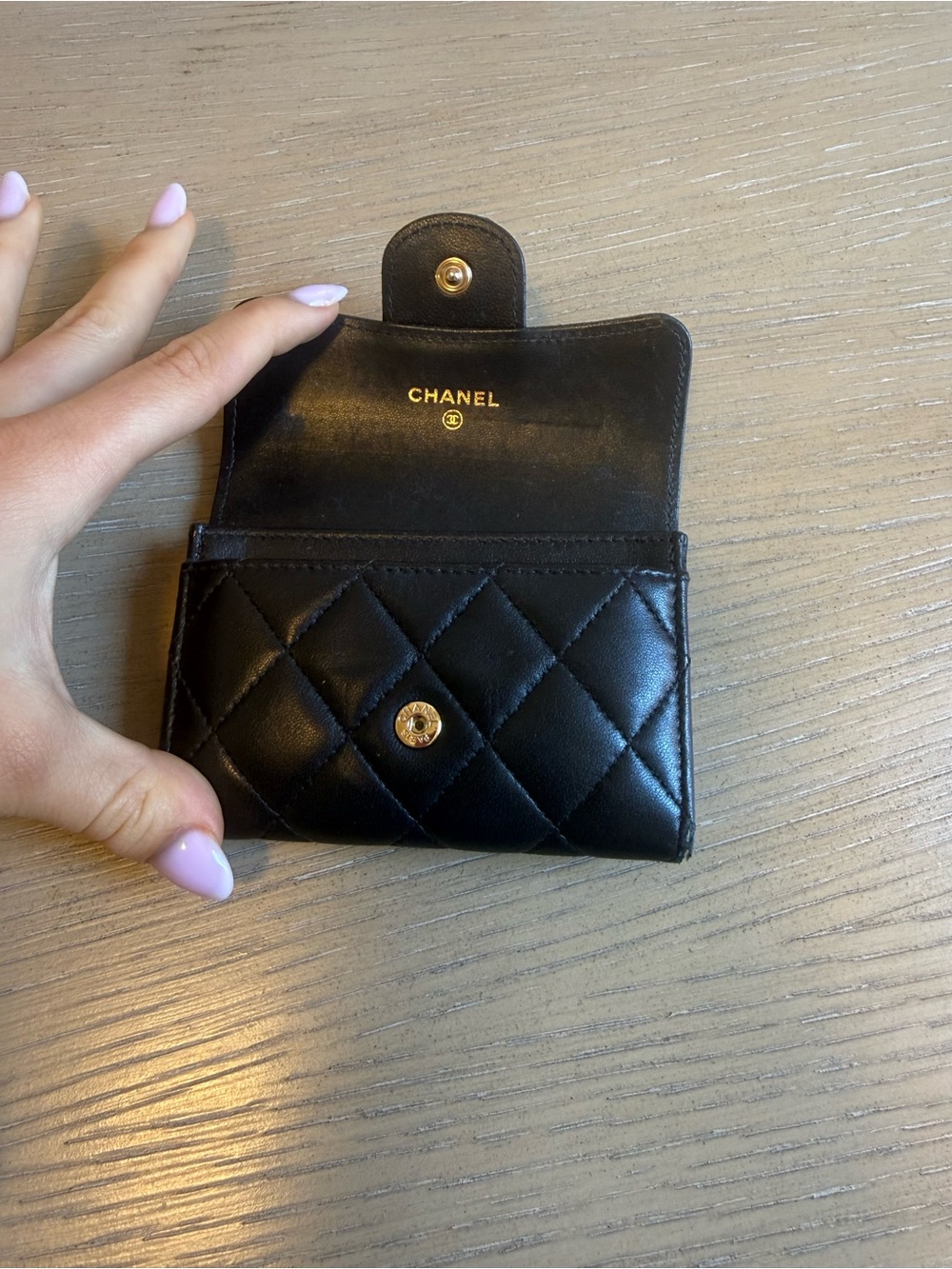 CHANEL Black Quilted Lambskin Mini Wallet with Gold CC - Picture 3 of 6